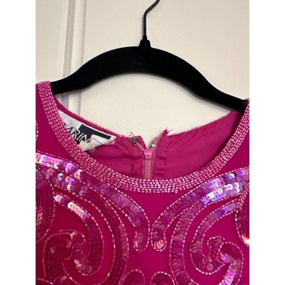 Vintage Carina Pink Silk Hand-Beaded Dress XL See Measurements Glam Hollywood - Picture 11 of 16